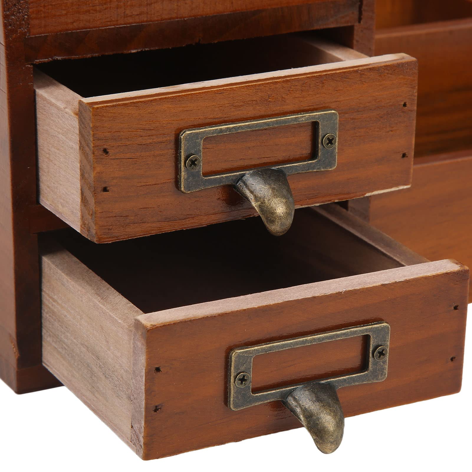 Vintage MakeupDesk Schubladenaufbewahrung Kosmetik & JewelryBox Stilvolle Holzaufbewahrungslösung für Zuhause & Büro Elegantes Schreibtischzubehör