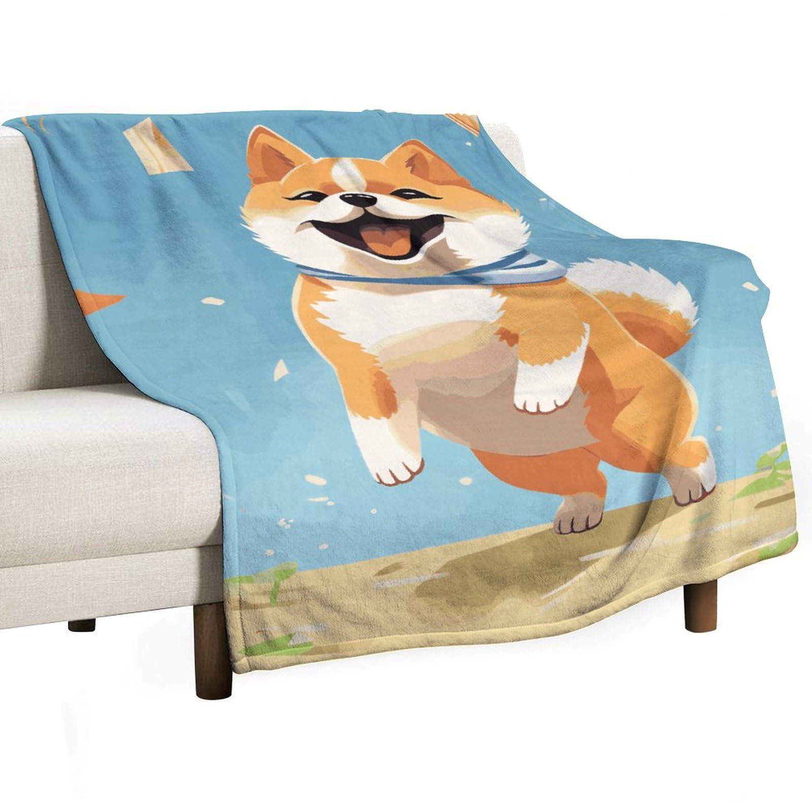 Couverture flanelle Shiba Inu idée cadeau mignonne pour anniversaire enfant