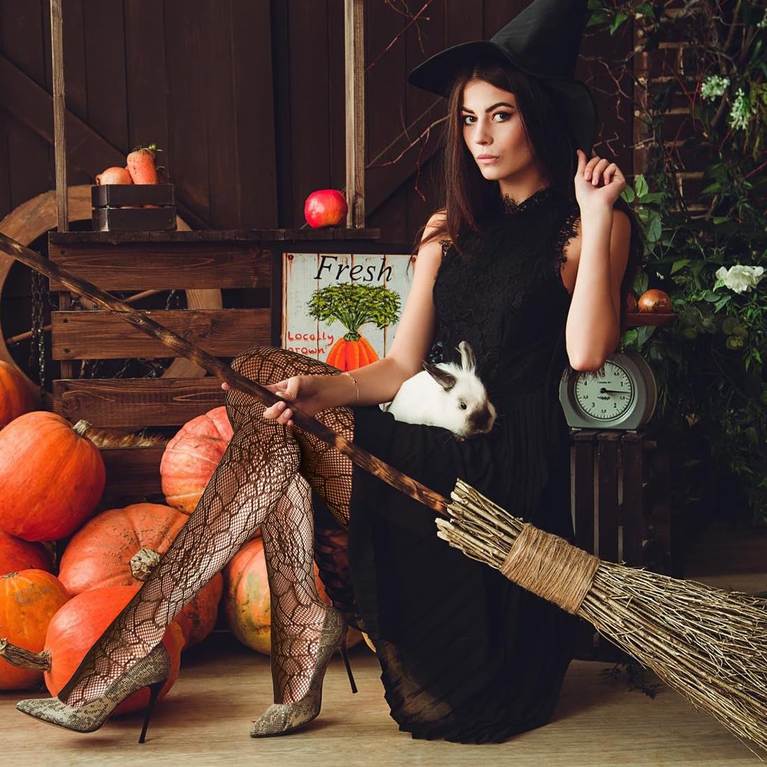 Rajstopy siatkowe czarne na Halloween, Halloween, rajstopy damskie, rajstopy, pająk, czaszka, rajstopy z pajęczyny, akcesoria na Halloween, Dzień Zmarłych, legginsy dla dorosłych