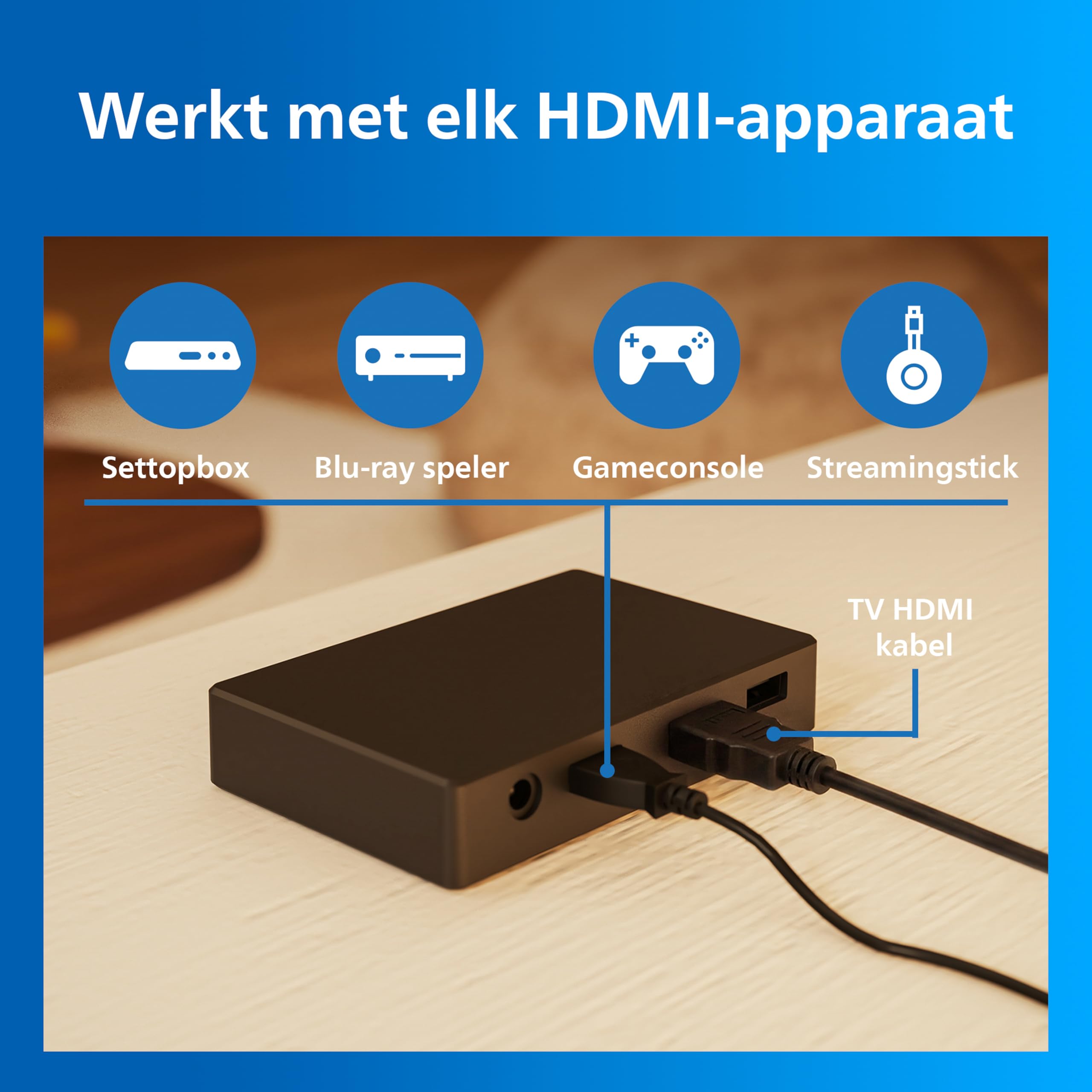 Philips Smart Lighting HDMI Sync Box 2.1 8 K, Rétroéclairage TV 55-65 pouces, Ruban LED RGBIC, Taux de Rafraîchissement Ultra-Rapide, Personnalisable, TV, Films, Jeux Vidéo, Entrée HDMI Requise