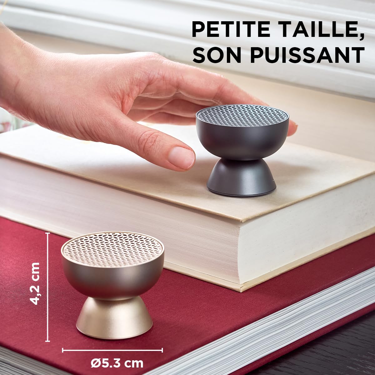 Lexon Mini Enceinte Bluetooth Portable TAMO, Appairable en réseau, à Commande Tactile, Micro et Haut-Parleur intégré, Rechargeable sans Fil pour PC et Smartphone - Noir