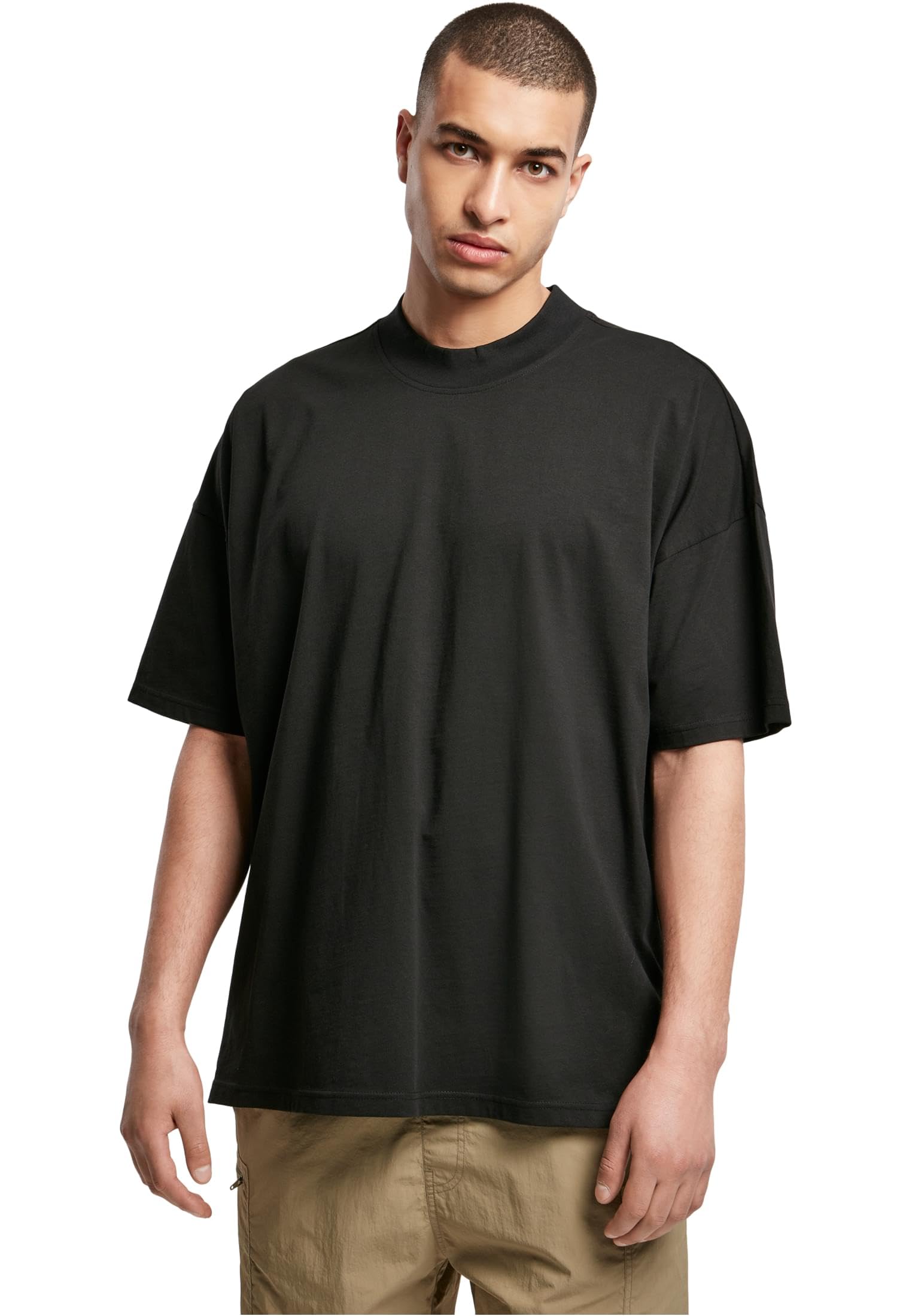 Urban Classics Men's Oversized Mock Neck Tee, Black, XXL
