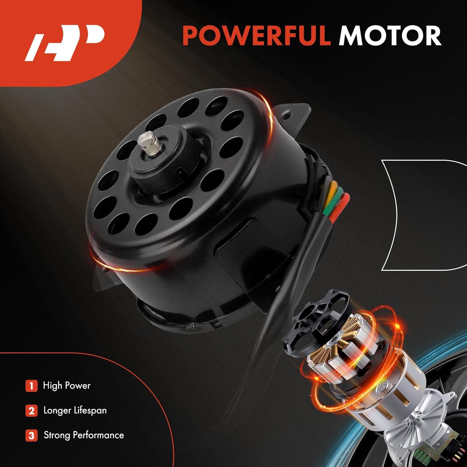 A-Premium Auxiliary Fan Motor Compatible with Hyundai Sonata 1999-2005, XG300 2001, XG350 2002-2005 & Kia Optima 2001-2006