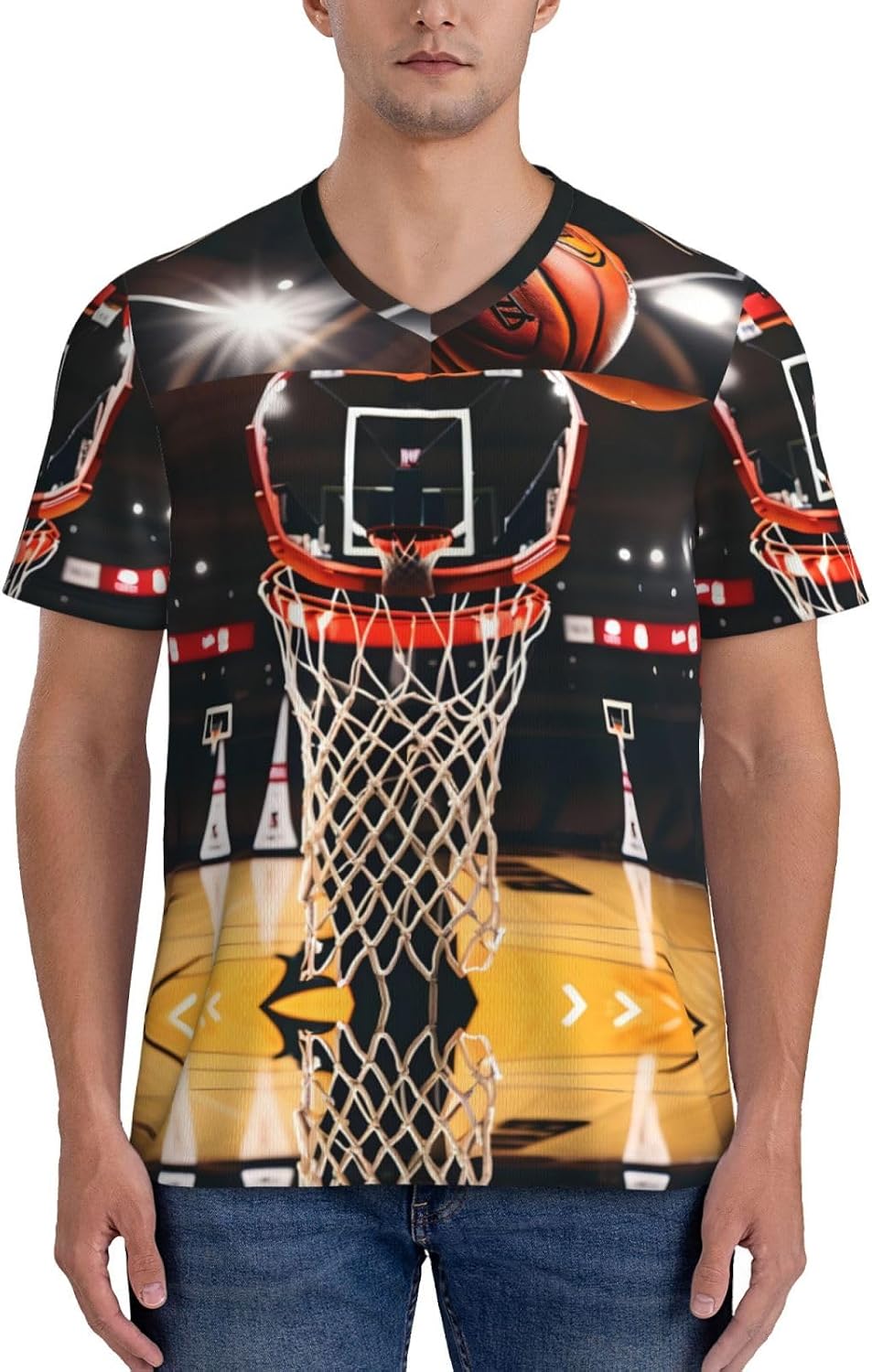 Basketball Rugby Football Jersey for Men, Comfortable V-Neck Loose Fit Top for Team Sports Athletics