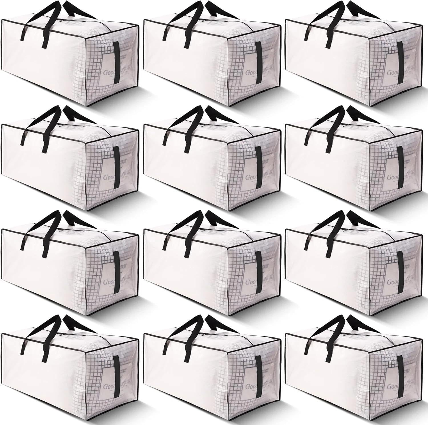 for 12 Pack Large Strong Moving Bags with Zippers & Carrying Handles- Water-Resista