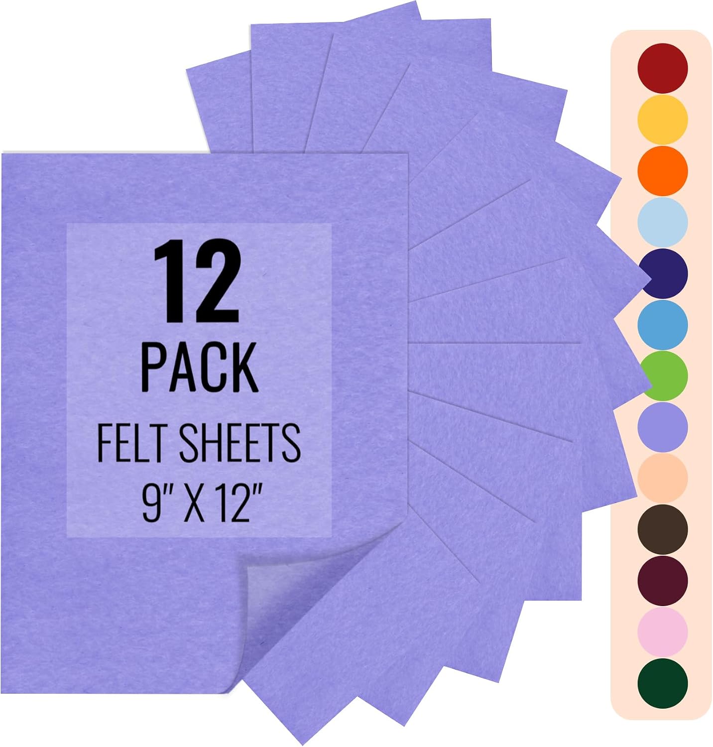 IONTACH 9" X 12" Felt Fabric Sheets 1.6mm Thick (12 Packs, Lavender)