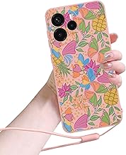 Mobile Flowers Case for Xiaomi Redmi Note 14 4G EU Case with Bracelet, Flower Design Case Aesthetic Girls Women Aesthetic Soft Silicone TPU Ultra Soft Thin Anti-Shock Case-Pink