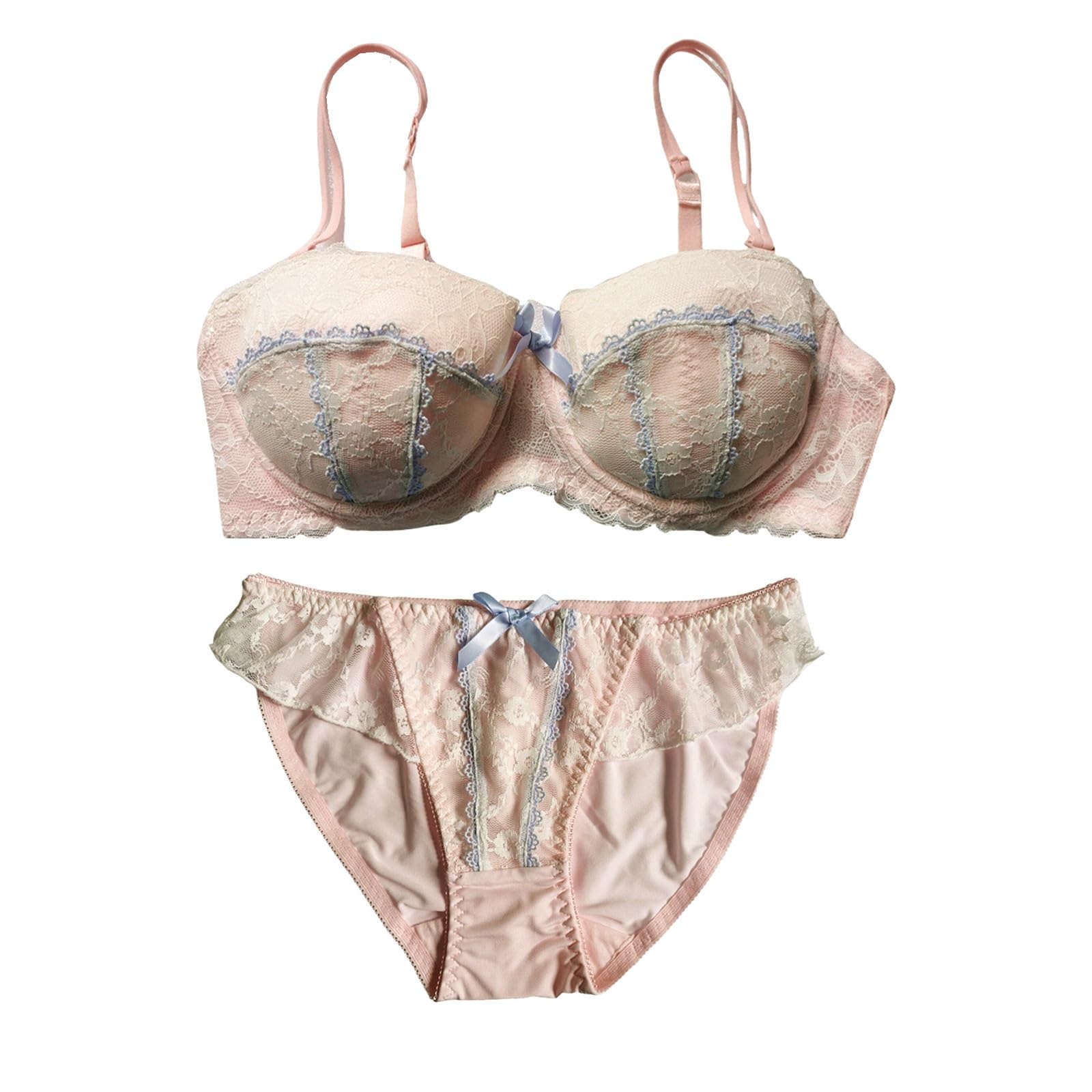 Amazon.com - Kawaii Sexy Lingerie Set for Women Cute Bow Lace Bras and  Panty Plus Size Up Teen Lolita Underwear (Size : Pink, Color : 75E)