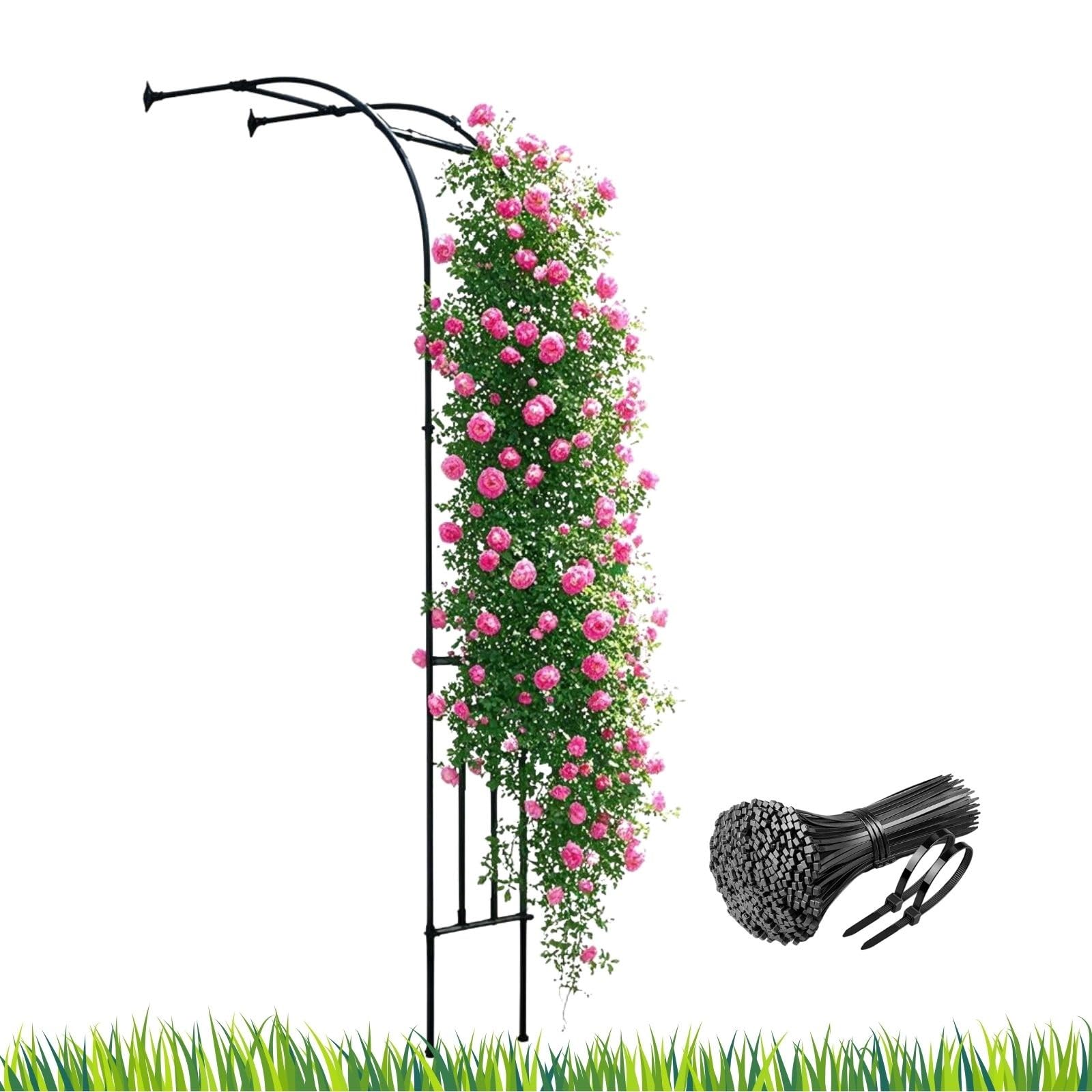 Gartenbogen für Kletterpflanzen, Rankhilfe für Rosen, Jasmin & Geißblatt, verstellbare Größe 60–300 cm, schwarzes Metall, perfekt für Balkon und Terrasse (180 x 240 cm)