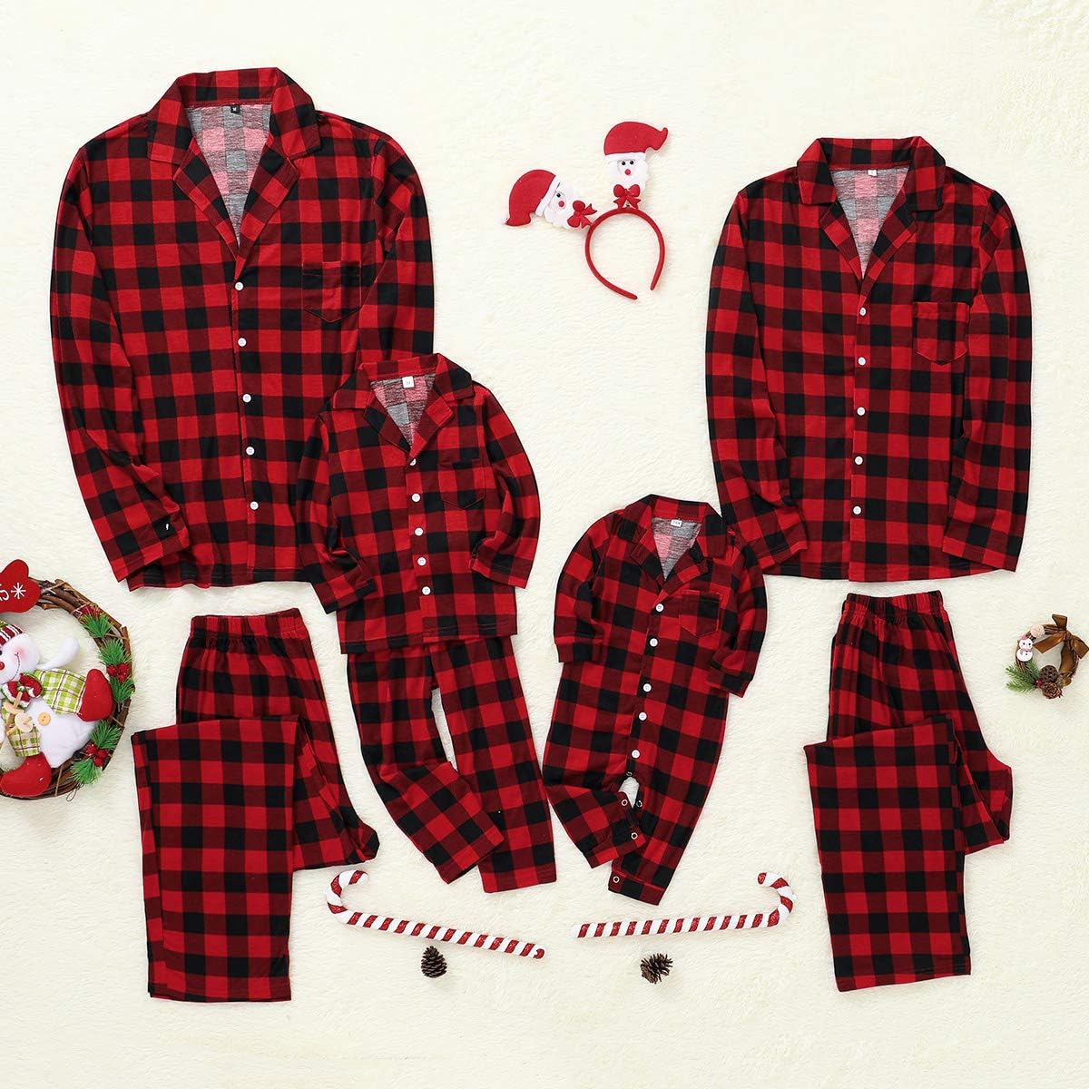 CARETOO Matching Family Pajamas Sets Long Sleeve Christmas Reindeer Plaid Pjs Striped Kids Holiday Sleepwear Homewear - Image 6