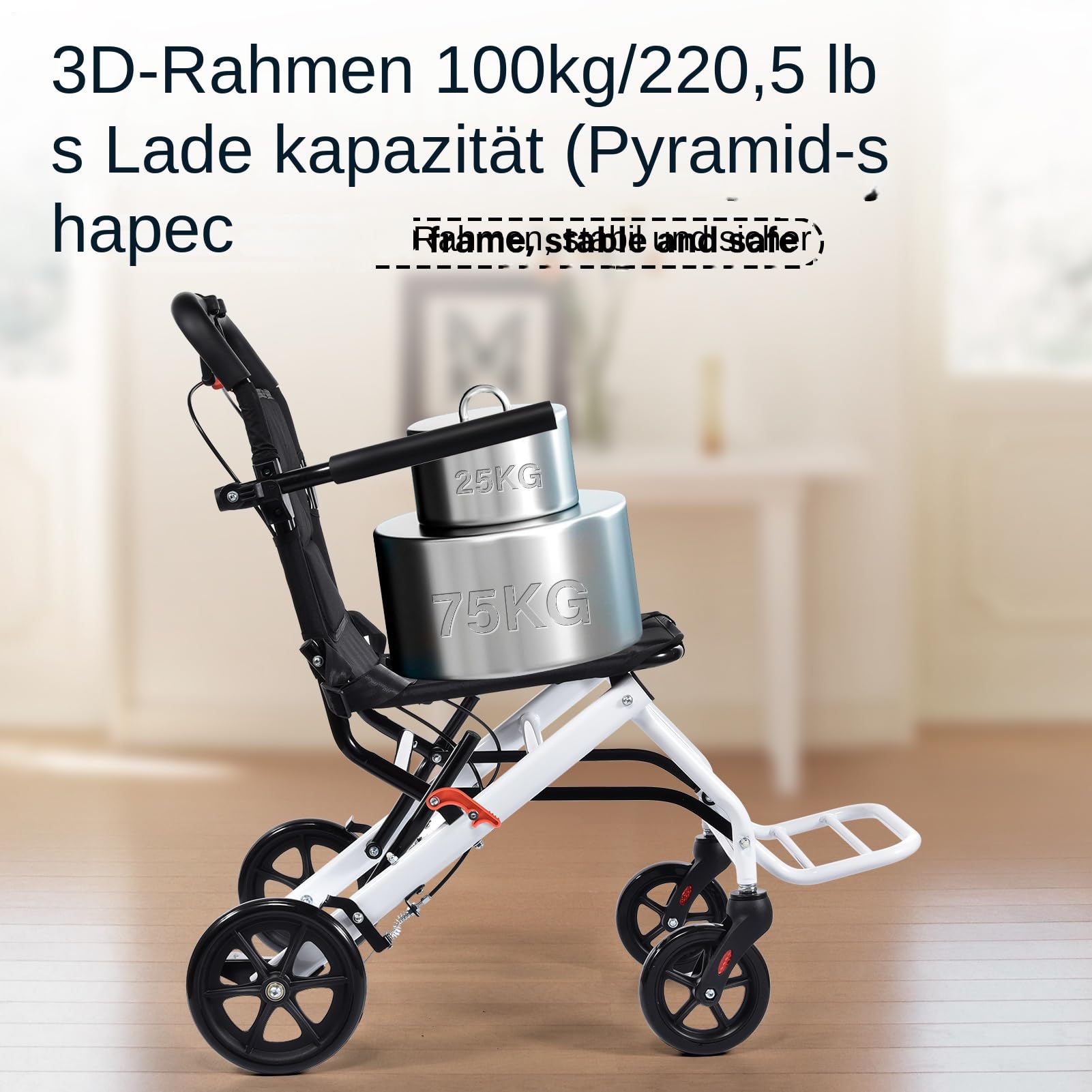 Silla de ruedas plegable ultraligera, portátil de viaje, capacidad de carga de 100 kg, aleación de acero al carbono, silla de ruedas con manillar giratorio de 360°, solo 8,2 kg, ideal para