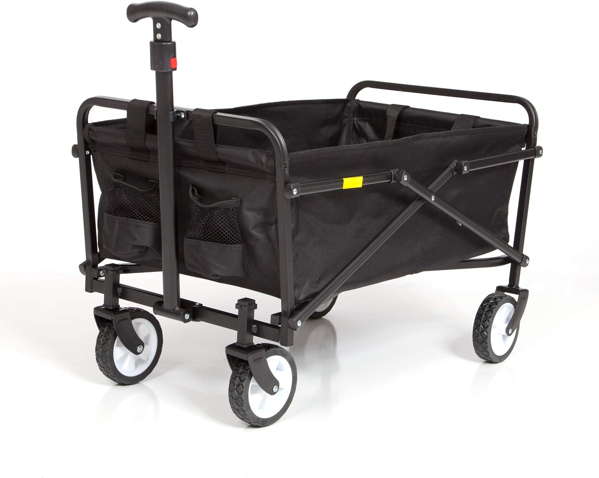 Seina Heavy Duty Collapsible Folding Powder Coated Steel Frame Compact Outdoor Garden Camping Utility Wagon with 150 Pound Load Capacity, Black