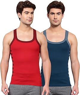 macho sporto Men's Pure Cotton Solid Side Contrast Panel Gym Vest pack of 2-Assorted-picture-23