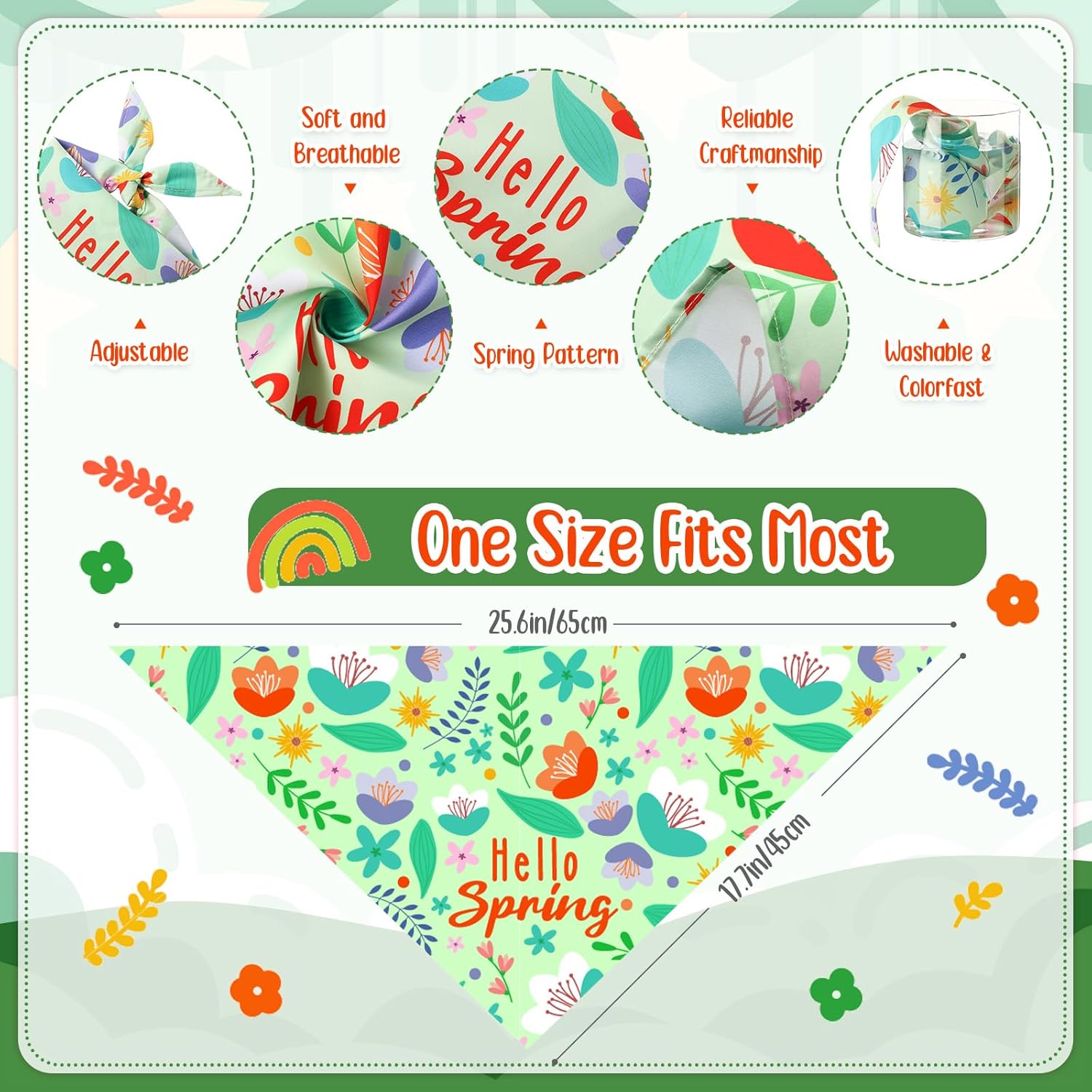 Kacctyen 200 Pcs Dog Bandana Bulk for Groomers with Sayings Spring Floral Printed Pet Triangle Scarf Bibs Washable Puppy Kerchief Adjustable Grooming Supplies for Small Medium Large Dog Cat (Flower)