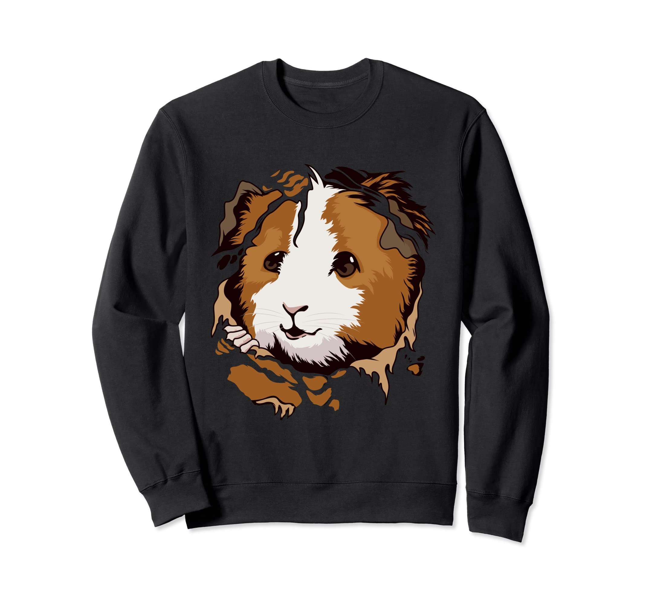 Guinea Pig Torn Clothes Ripped Ragged Cavy Outfit Guinea Pig Sweatshirt, Black