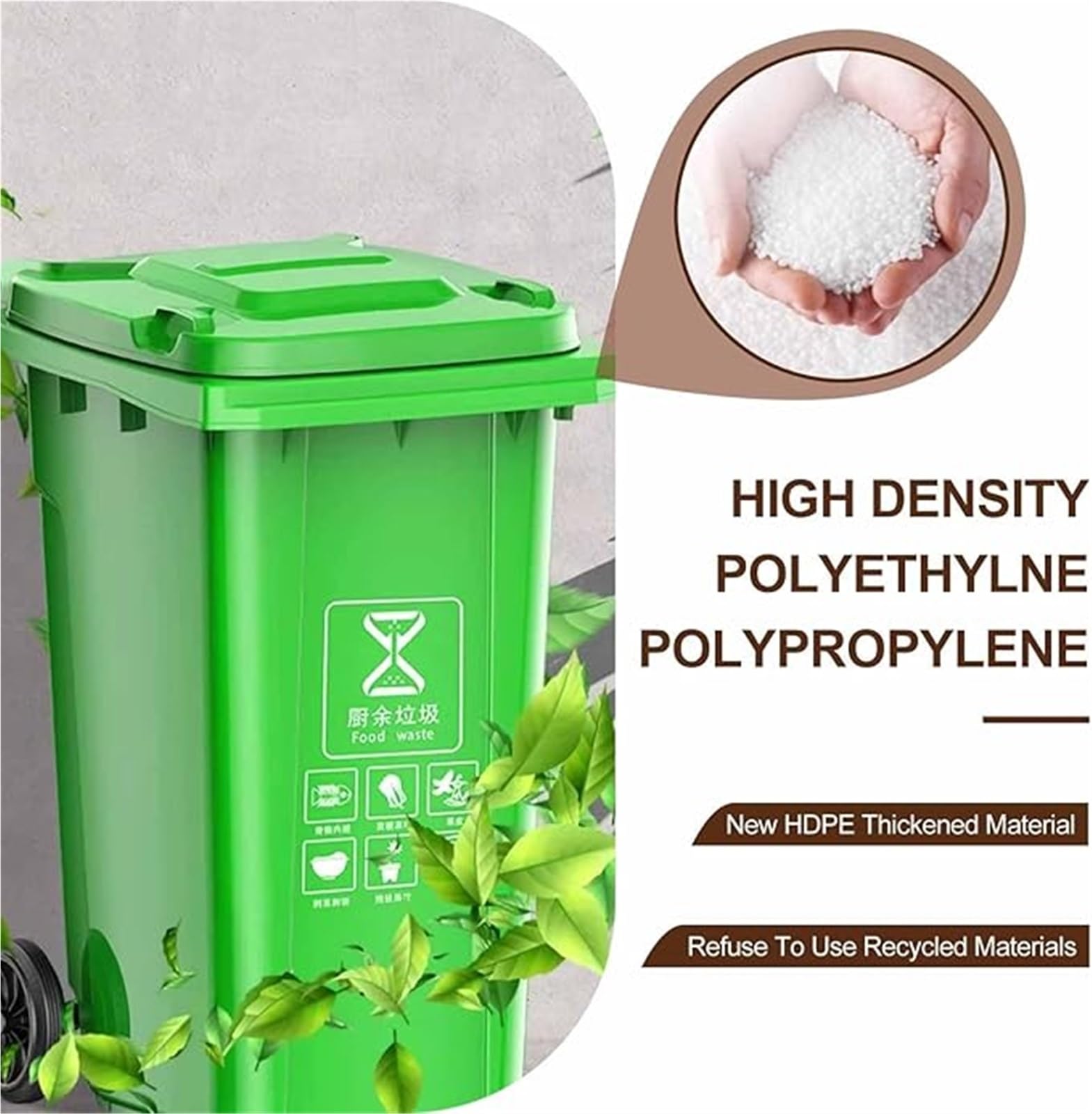 Kosz Śmieci Zewnątrz 80L 100L 120L 240L, Duży Kosz Śmieci Z Pokrywką Kółkami, Wytrzymały Komercyjny Kosz Śmieci, Do Użytku Zewnątrz, Do Kuchni(Yellow,100L)