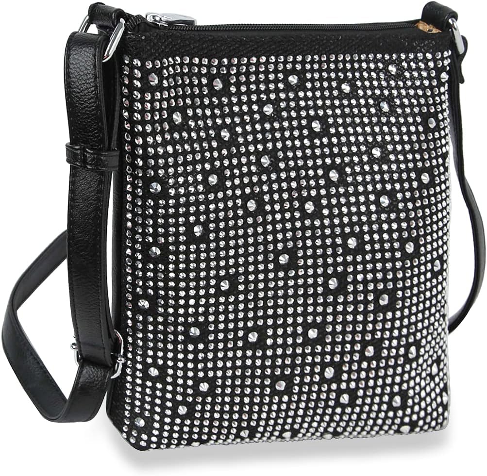 HANDBAG EXPRESS Rhinestone Bling Crossbody Messenger Bag Evening Party Purse Multi Desgin for Women (Rhinestone-4889)