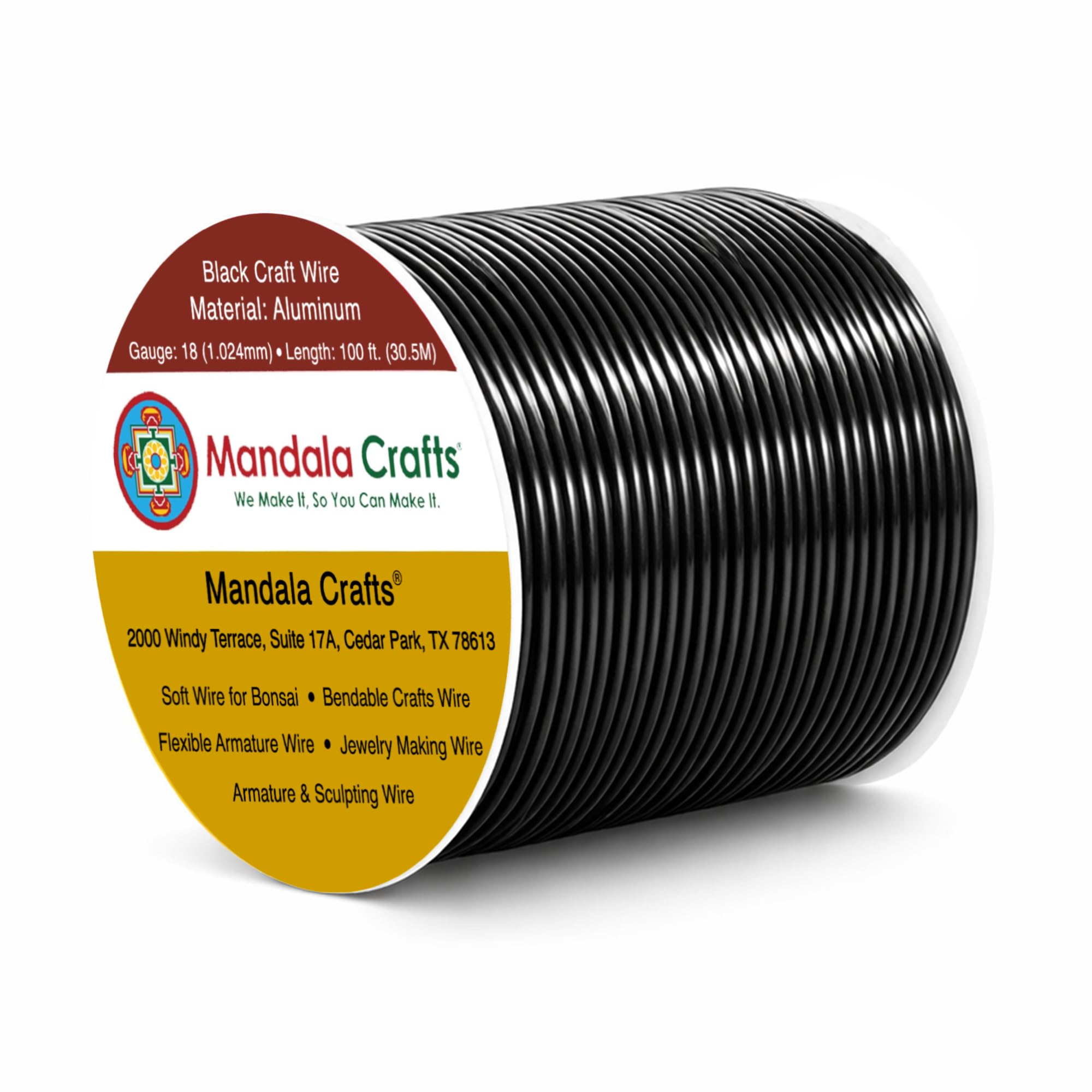 Mandala Crafts 18 Gauge Black Anodized Aluminum Craft Wire, 100 FT
