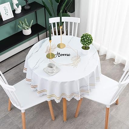 Nappe Pvc Ronde Impermeable Anti Tache Cuisine Enduite Plastique Toile Ciree Exterieur Jardin Imprimee Table Basse Protection Infroissables Nappe Anniversaire Deco Table Centre De Table Noel Amazon Fr Cuisine Et Maison