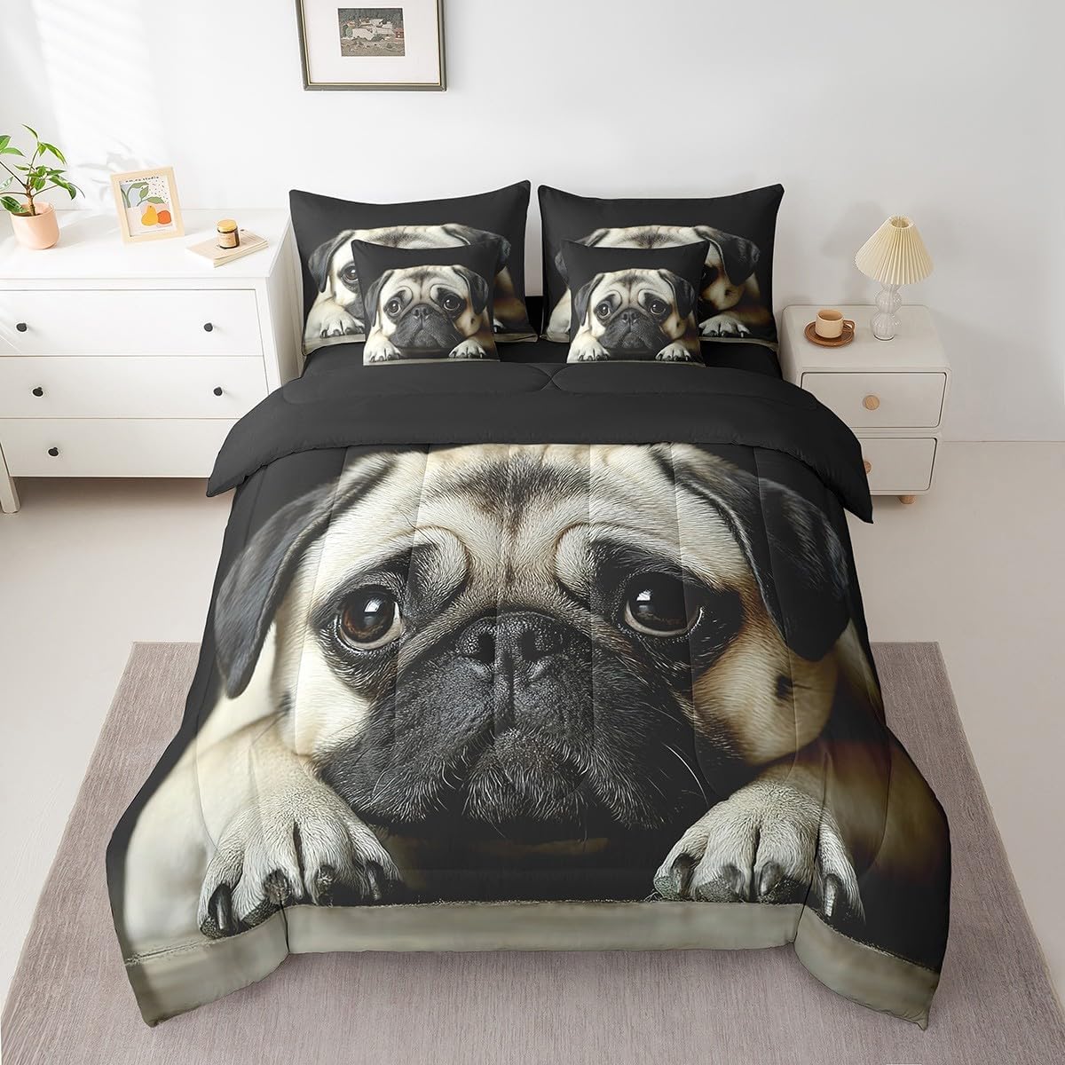 7 Pcs Chameleon Bedding Sets for Boys Girls Kids Green Banana Leaves Print Bed in a Bag Queen Colorful Chameleon Comforter Set with Sheets Rustic Farm Animal Chameleon Bed Set Wild Animal Sheet Set