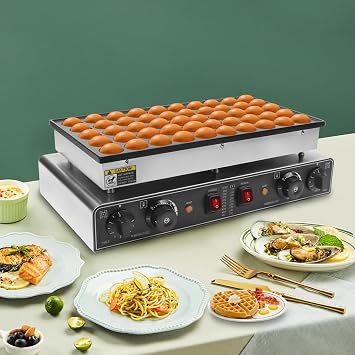 Electric Muffin Maker,Commercial Mini Dutch Pancake Baker Maker Cake Pan and Waffle Making Machine, Nonstick 50Psc Funnel Cake Donuts Maker Machine for Home Vendor Restaurant