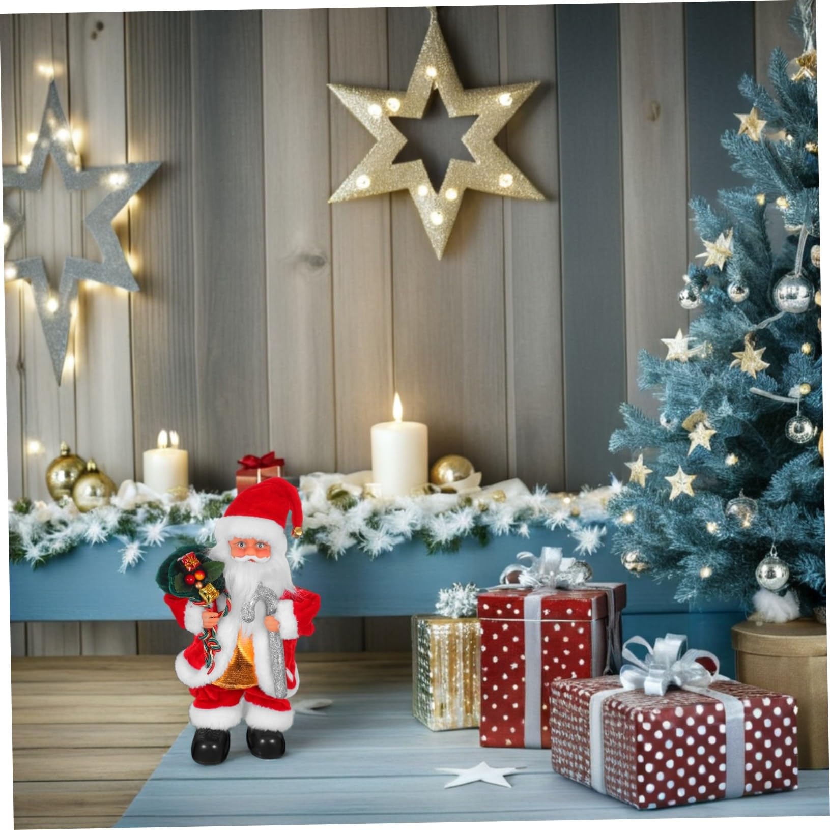 Juguete De Papá Noel Eléctrico con Música Adorable Adorno Navideño y Juguete para Fiestas Navideñas para Decoración Familiar y Entretenimiento