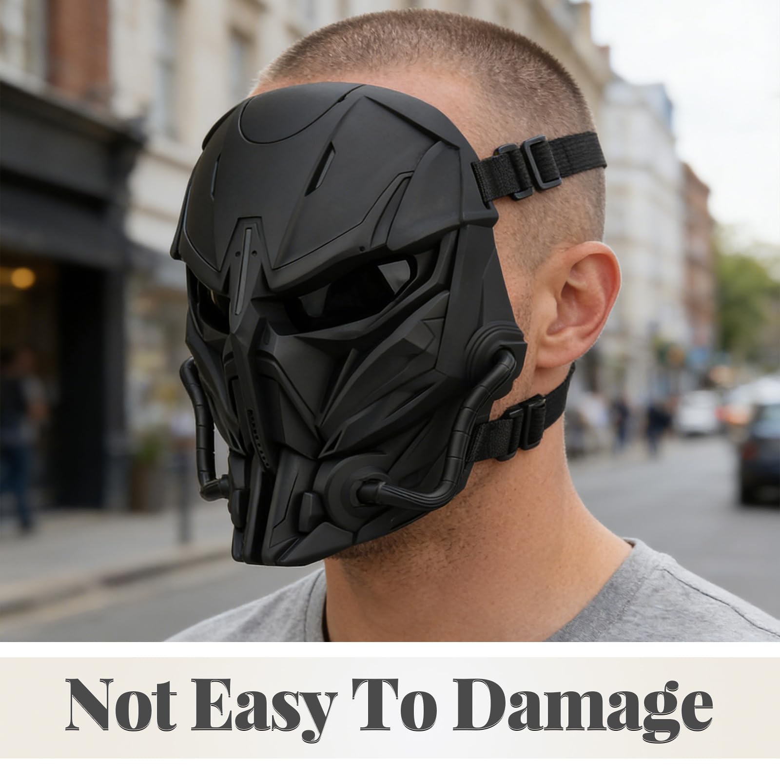 TEHAUX Masque Intégral de Science-fiction Décoratif en Nylon Noir sans Odeur Irritante Chiffon de Nettoyage pour Costume et Jeux en Plein Air