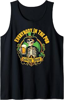 Funny St Patrick's Day Drinking Design Irish Pub Tipsy Tank Top