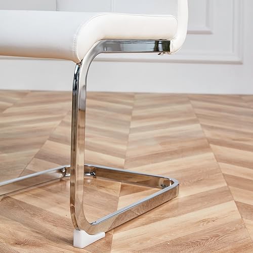 Miniatura 26 de Sillas de Comedor Modernas - Juego de 4 sillas para mesa de comedor, sillas de comedor blancas, patas cromadas plateadas para comedor, sillas de