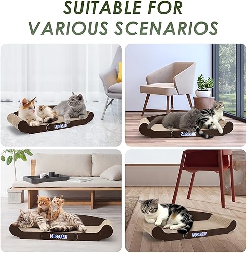 Miniatura 7 de Sofá cama rascador extragrande para gatos de 27.6 x 11 pulgadas, cartón rascador para gatos, papel 100% reciclado para gatos de interior, sala
