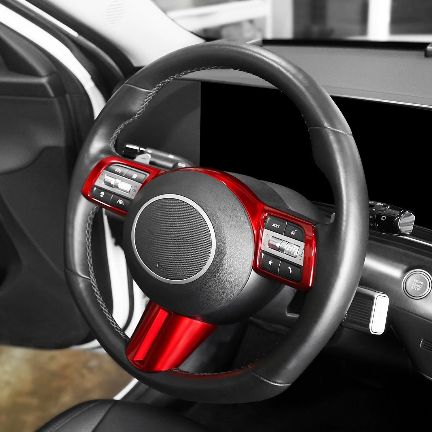 Steering Wheel Button Frame Cover Compatible with Hyundai Sonata 2025 Hyundai Kona 2024-2025 Hyundai Tucson 2025 Accessories (Red)(Not Suitable for N line)