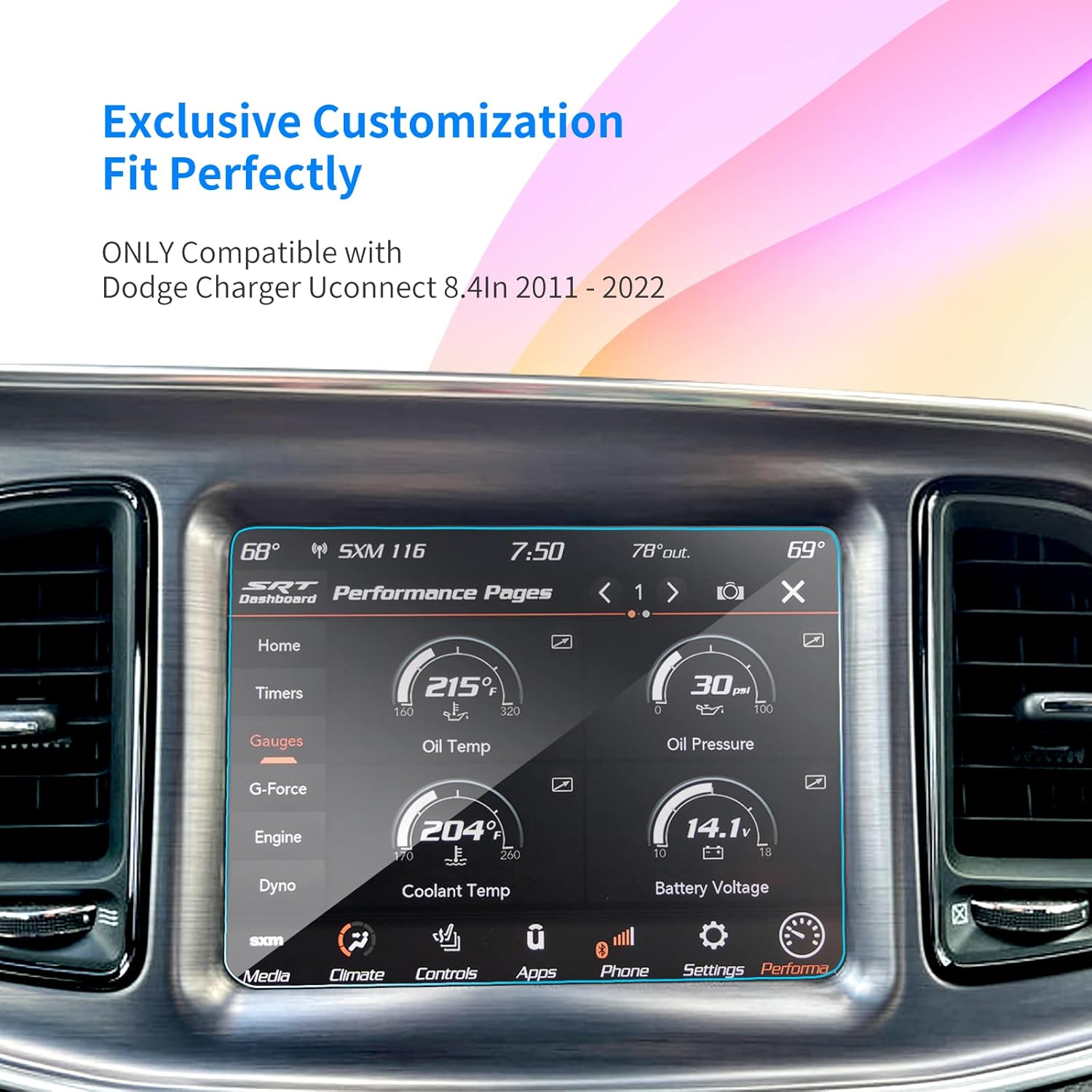 zzdmdm screen protector for 2011 2023 dodge charger sxt gt rt uconnect 8 4inch center control touchscreen navigation touch screen tempered glass prot