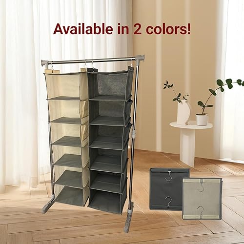 Miniatura 4 de Organizador y almacenamiento de armario colgante, estantes de almacenamiento colgantes de armario de 6 estantes (gris)