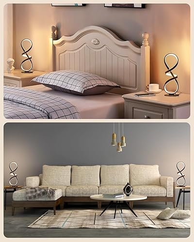 Miniatura 2 de Juego de 2 lámparas de mesa, lámpara LED de escritorio en espiral regulable, lámpara de mesa de noche moderna de 3 colores de temperatura, lámpara