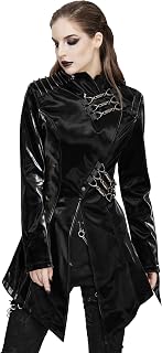 Punk Invierno Chaquetas PU Cuero Stand Collar Metal Hebilla Mujer Abrigo para Mujeres, Negro
