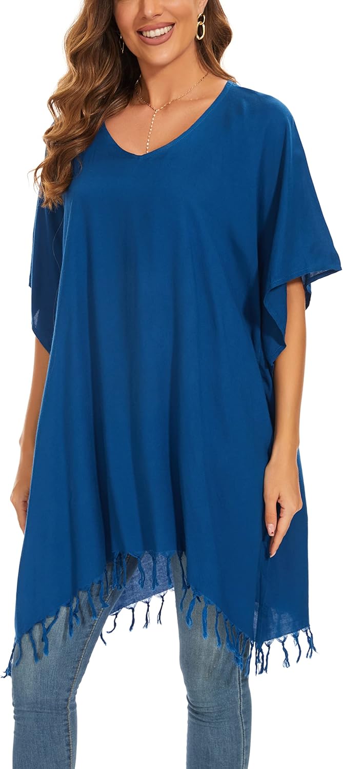 Da Donna Corto Kaftano Poncho Tunica Abbigliamento Spiaggia Grande Forti Mano Di - Foto 4