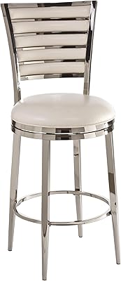 Hillsdale Furniture Rouen Swivel Counter Stool, 26", Shiny Nickel