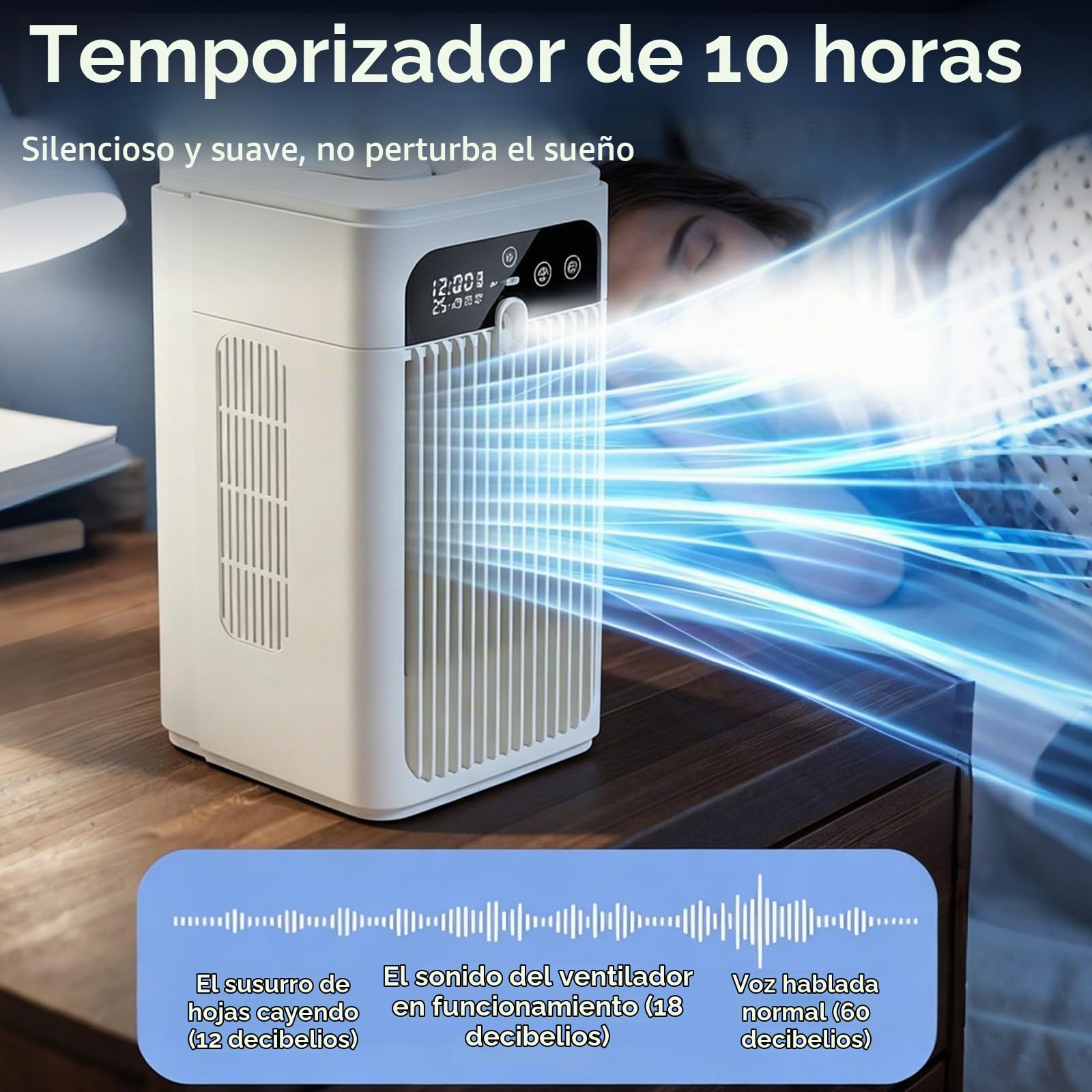 Aire acondicionado portátil, 500 ml, aire acondicionado portátil con 2 velocidades y 2 modos de niebla, deshumidificador eléctrico portátil ultra silencioso, temporizador de 10 H, para dormitorio