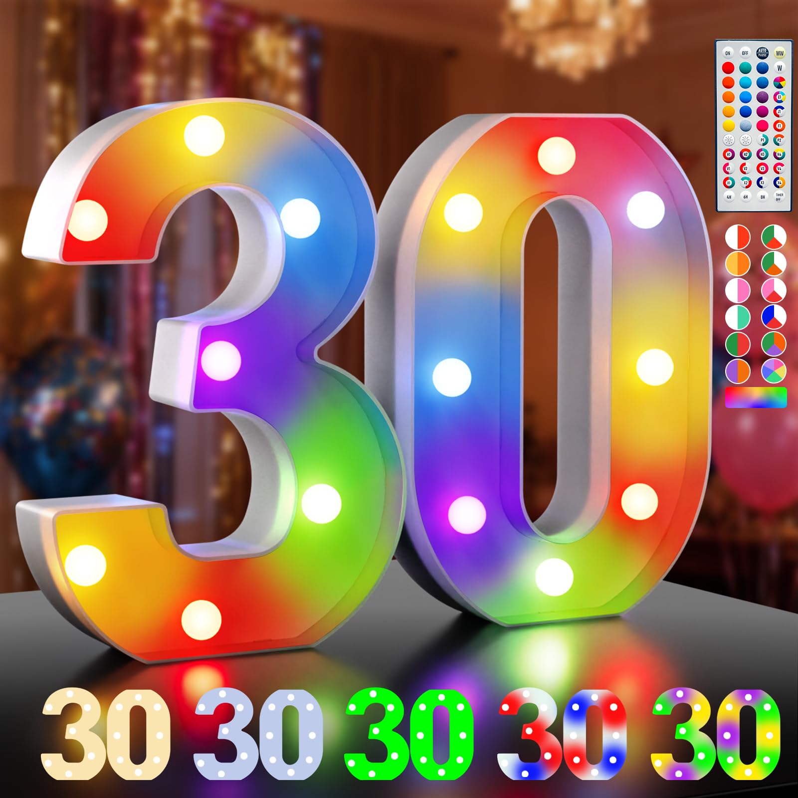 Ledido LED Light Up Marquee Numbers Sign - Cool & Warm Light up Numbers for 40th Birthday Decorations, LED Number Lights for Wedding Anniversary Grad Home Bedroom Table Wall Party Decor, Number 40 — view 56