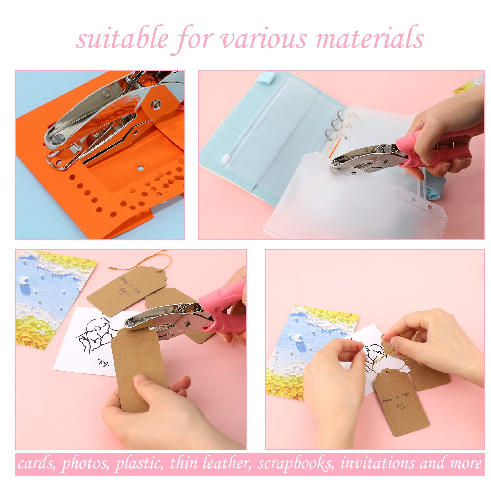 Gatentang, 2 stuks, papier, metalen stans, gatdiameter 3 mm en 6 mm, enkele gatstans, ronde gaten, handgehouden gatentang, precisie voor teststickers, tickets, scrapbooking, wenskaarten, kaarten Gatentang, 2 stuks, papier, metalen stans, gatdiameter 3 mm en 6 mm, enkele gatstans, ronde gaten, handgehouden gatentang, precisie voor teststickers, tickets, scrapbooking, wenskaarten, kaarten