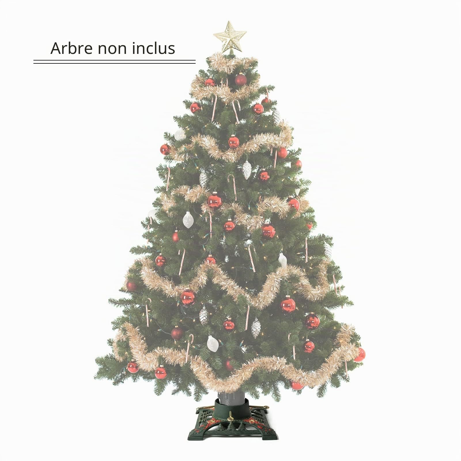 Ventray Support de Sapin de Noël avec réservoir d'eau, 34.7x34.7x10.4 cm, Support Universel Classique et Robuste pour Troncs d'arbres de Noël artificiels, Rouge