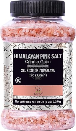 Soeos Himalayan Pink Salt, Coarse Grain, 80 oz 5 lb, Bottled