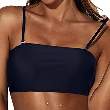 Women's Sexy Bandeau Bikini Top with Removable Shoulder Straps - Push Up Crop Top Swim Bra Swimwear Beachwear Swimsuit Bathing Suit