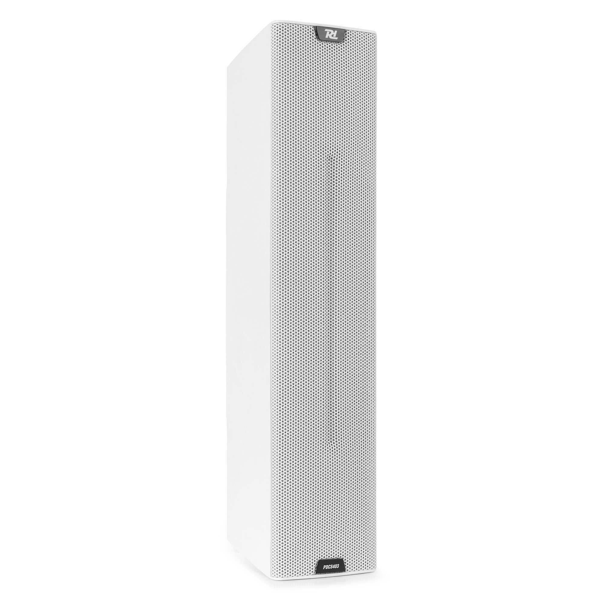 Sistema de Altavoces pasivos Blancos 130W con Amplificador Profesional, 4 woofers de 3” + Tweeter, IP44 Resistentes a Salpicaduras, Montaje en Pared o Techo para Interiores y Exteriores
