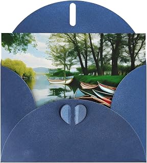 Lake with Boats Canoes Park Greeting Card With Envelope, Birthday Card, Christmas Card, Invitation Card, 3 Colors