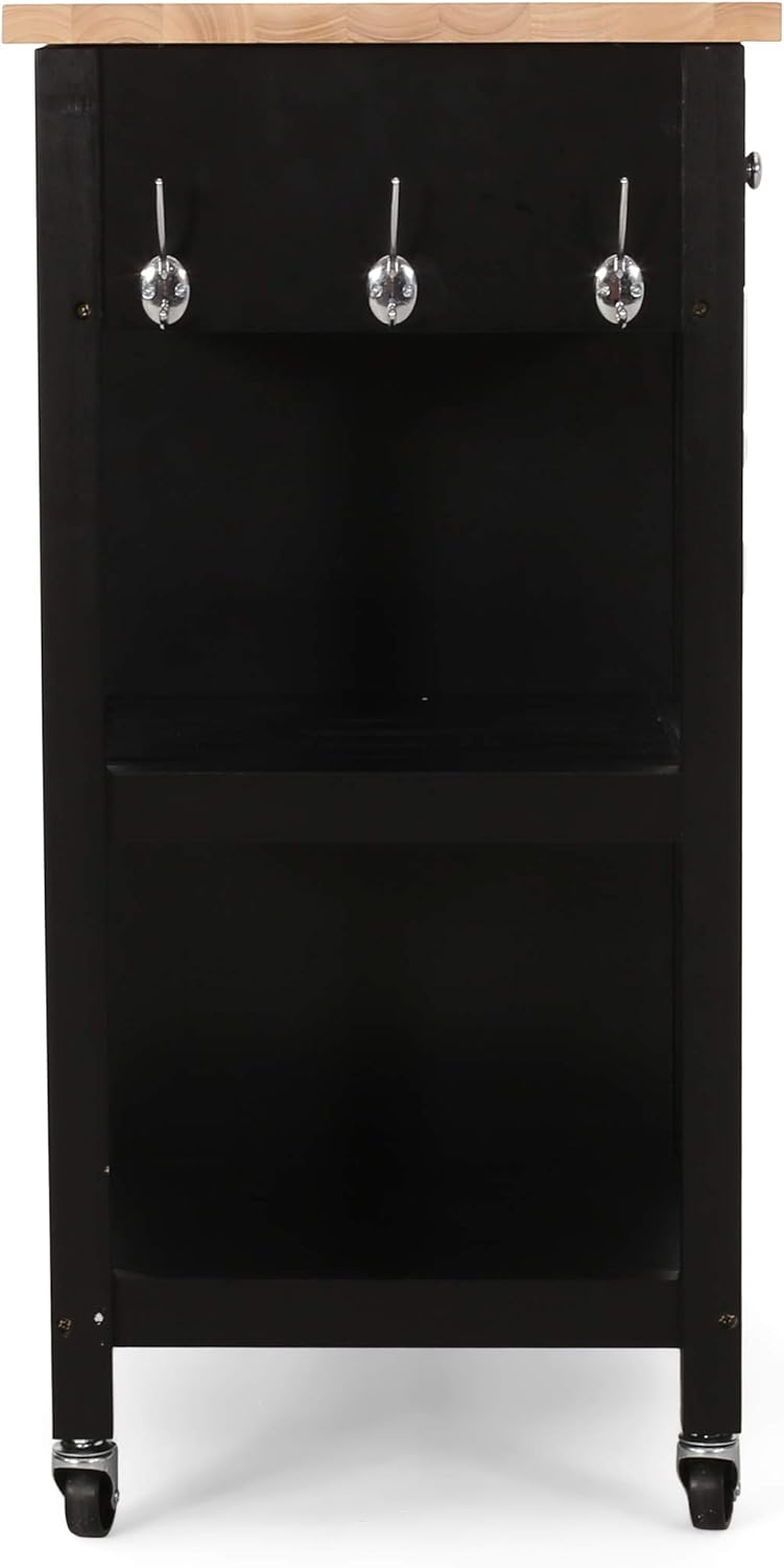 Christopher Knight Home Spark Contemporary Kitchen Cart with Wheels, Black and Natural : Everything Else