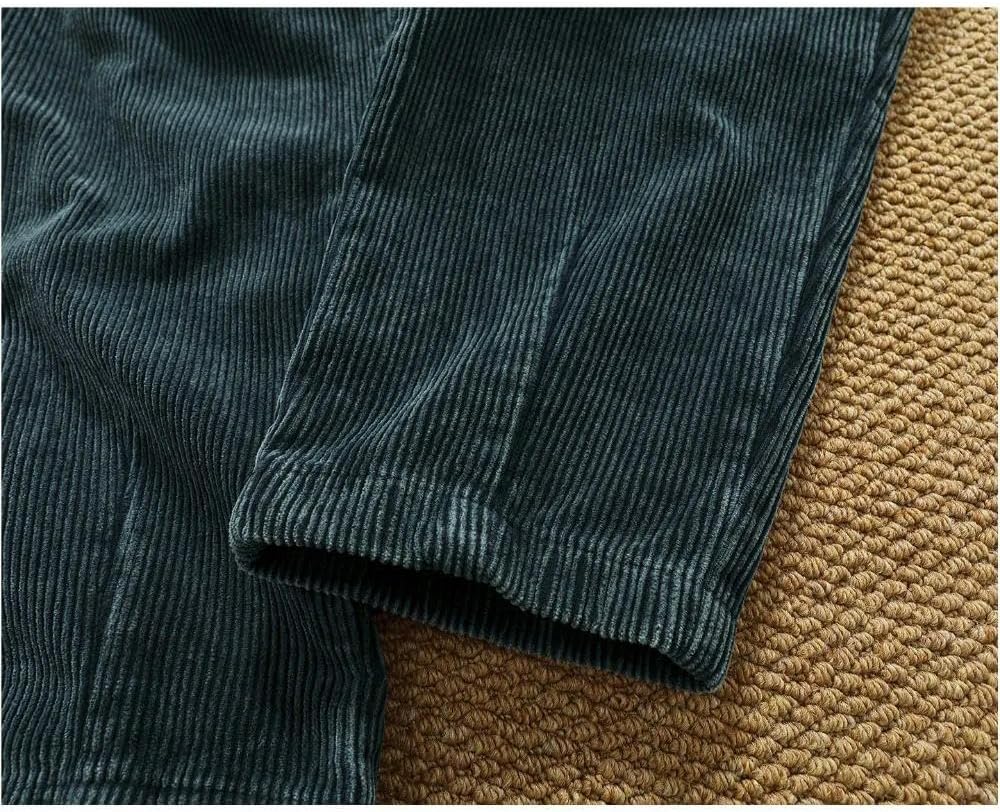 Heavy Cotton Corduroy Casual Pants for Men in Autumn and Winter Multi-Pocket Loose Straight Japanese Retro Woodcutting Pants
