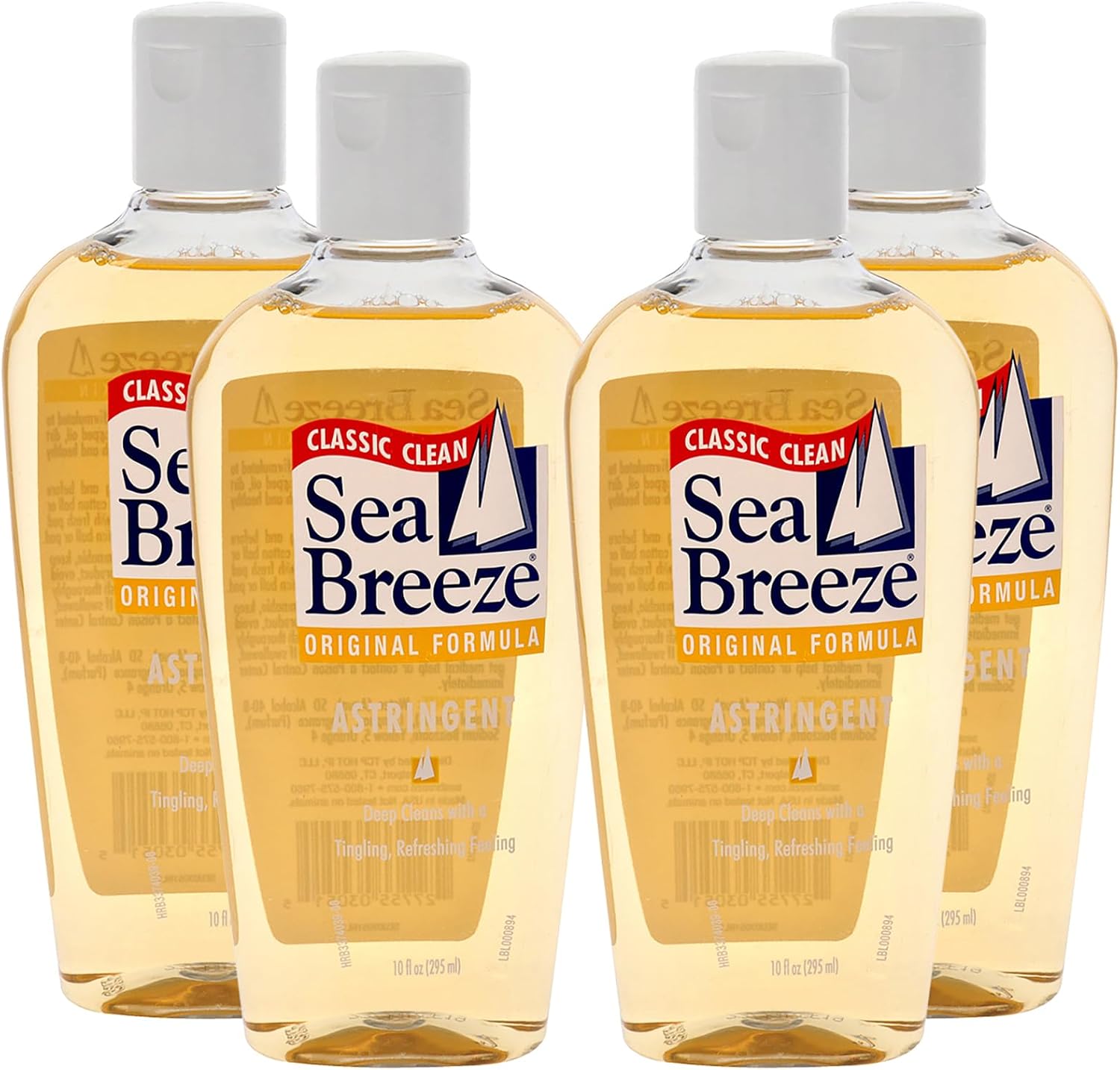 Sea Breeze Astringent Original - Facial Cleanser with Camphor and Natural Oils for Deep Pore Cleansing - Face Cleanser for Fresh, Clear Skin - 4 pc