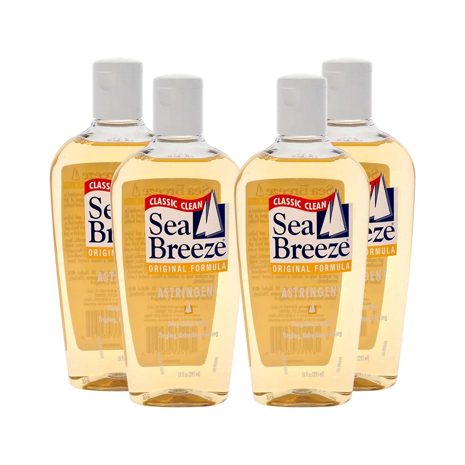 Sea Breeze Astringent Original - Facial Cleanser with Camphor and Natural Oils for Deep Pore Cleansing - Face Cleanser for Fresh, Clear Skin - 4 pc