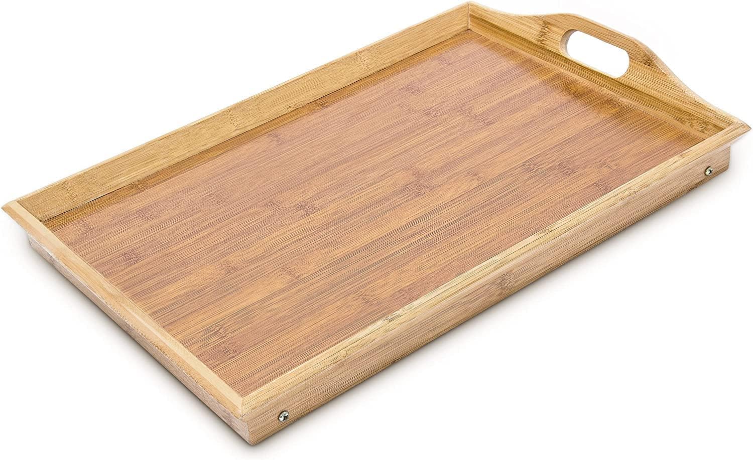PLATEAU EN BOIS DE BAMBOU PLIANT PLAT DE TABLE SERVICE PETIT DEJEUNER AU LIT SUR PIEDS PLIABLES by LIFE DECO